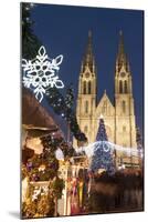 Christmas Market and Neo-Gothic Church of St. Ludmila, Mir Square, Prague, Czech Republic, Europe-Richard Nebesky-Mounted Photographic Print