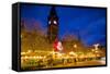 Christmas Market and Town Hall, Albert Square, Manchester, England, United Kingdom, Europe-Frank Fell-Framed Stretched Canvas