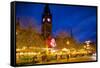 Christmas Market and Town Hall, Albert Square, Manchester, England, United Kingdom, Europe-Frank Fell-Framed Stretched Canvas