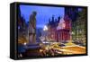 Christmas Market and Town Hall, Albert Square, Manchester, England, United Kingdom, Europe-Frank Fell-Framed Stretched Canvas