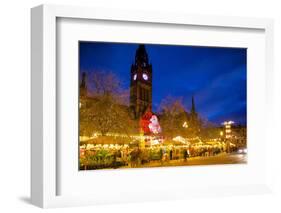 Christmas Market and Town Hall, Albert Square, Manchester, England, United Kingdom, Europe-Frank Fell-Framed Photographic Print