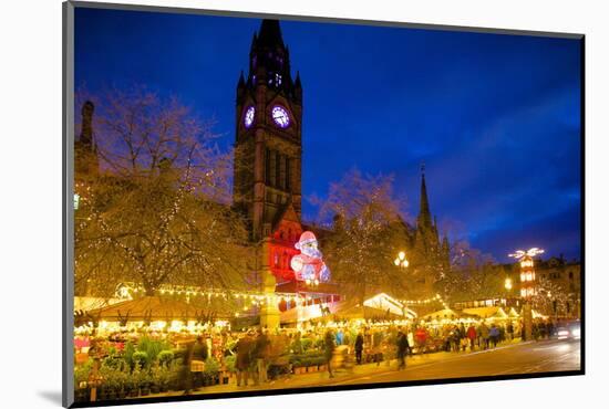 Christmas Market and Town Hall, Albert Square, Manchester, England, United Kingdom, Europe-Frank Fell-Mounted Photographic Print