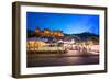 Christmas Market at Karlsplatz in the Old Town of Heidelberg, with Castle Heidelberg, Heidelberg-Andreas Brandl-Framed Photographic Print