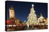 Christmas Market at Old Town Square with Gothic Old Town Hall-Richard Nebesky-Stretched Canvas