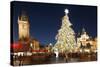 Christmas Market at Old Town Square with Gothic Old Town Hall-Richard Nebesky-Stretched Canvas