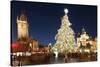 Christmas Market at Old Town Square with Gothic Old Town Hall-Richard Nebesky-Stretched Canvas