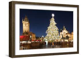 Christmas Market at Old Town Square with Gothic Old Town Hall-Richard Nebesky-Framed Photographic Print