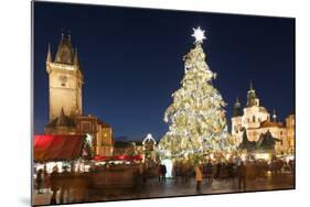 Christmas Market at Old Town Square with Gothic Old Town Hall-Richard Nebesky-Mounted Photographic Print