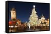 Christmas Market at Old Town Square with Gothic Old Town Hall-Richard Nebesky-Framed Stretched Canvas