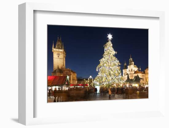 Christmas Market at Old Town Square with Gothic Old Town Hall-Richard Nebesky-Framed Photographic Print