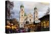 Christmas Market in Front of the Cathedral of Saint Stephan, Passau, Bavaria, Germany, Europe-Miles Ertman-Stretched Canvas