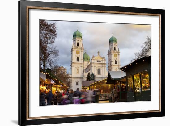 Christmas Market in Front of the Cathedral of Saint Stephan, Passau, Bavaria, Germany, Europe-Miles Ertman-Framed Photographic Print