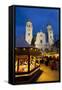 Christmas Market in Front of the Cathedral of Saint Stephan, Passau, Bavaria, Germany, Europe-Miles Ertman-Framed Stretched Canvas