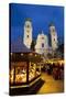 Christmas Market in Front of the Cathedral of Saint Stephan, Passau, Bavaria, Germany, Europe-Miles Ertman-Stretched Canvas