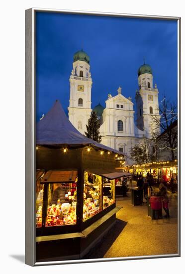 Christmas Market in Front of the Cathedral of Saint Stephan, Passau, Bavaria, Germany, Europe-Miles Ertman-Framed Photographic Print