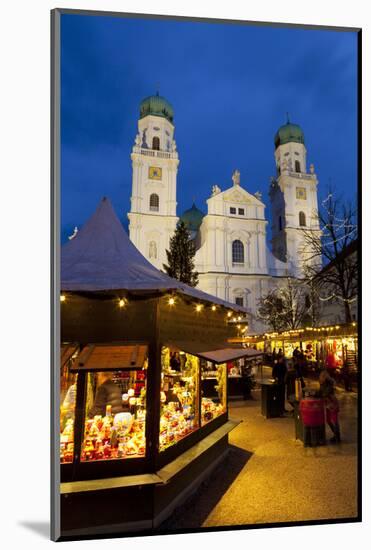 Christmas Market in Front of the Cathedral of Saint Stephan, Passau, Bavaria, Germany, Europe-Miles Ertman-Mounted Photographic Print