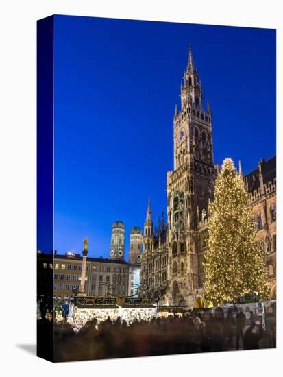 Christmas market in Marienplatz, Munich, Bavaria, Germany.-Martin Zwick-Stretched Canvas