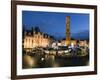 Christmas Market in Market Square with Belfry Behind, Bruges, West Vlaanderen (Flanders), Belgium-Stuart Black-Framed Photographic Print