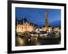 Christmas Market in Market Square with Belfry Behind, Bruges, West Vlaanderen (Flanders), Belgium-Stuart Black-Framed Photographic Print