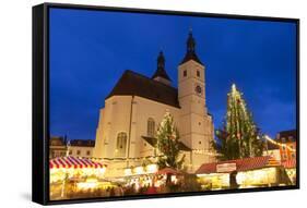 Christmas Market in Neupfarrplatz, Regensburg, Bavaria, Germany, Europe-Miles Ertman-Framed Stretched Canvas