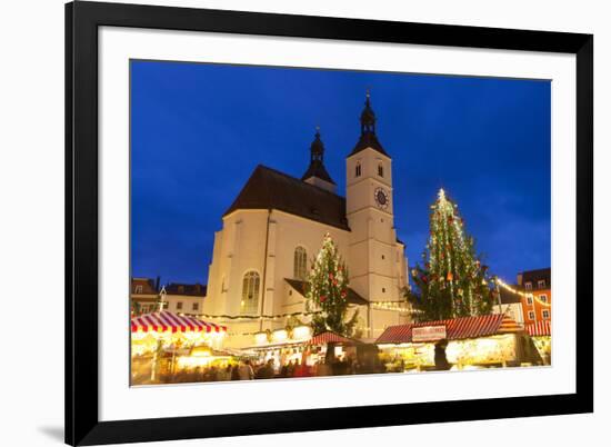 Christmas Market in Neupfarrplatz, Regensburg, Bavaria, Germany, Europe-Miles Ertman-Framed Photographic Print