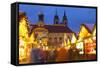 Christmas Market in the Altermarkt with the Baroque Town Hall in the Background-Miles Ertman-Framed Stretched Canvas