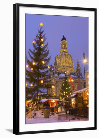 Christmas Market in the Neumarkt with the Frauenkirche (Church) in the Background-Miles Ertman-Framed Photographic Print