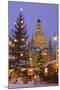 Christmas Market in the Neumarkt with the Frauenkirche (Church) in the Background-Miles Ertman-Mounted Photographic Print