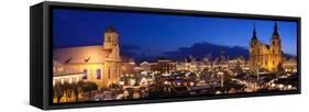 Christmas Market Lit Up at Night, Ludwigsburg, Baden-Wurttemberg, Germany-null-Framed Stretched Canvas