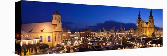 Christmas Market Lit Up at Night, Ludwigsburg, Baden-Wurttemberg, Germany-null-Stretched Canvas