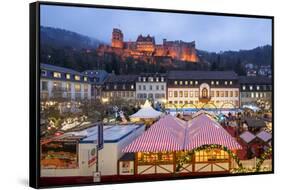 Christmas market on the Karl's square in Heidelberg, Baden-Württemberg, Germany-Jan Christopher Becke-Framed Stretched Canvas