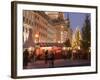 Christmas Market Stalls in Front of Frauen Church and Christmas Tree at Twilight, Dresden-Richard Nebesky-Framed Photographic Print