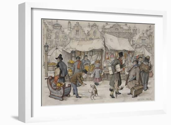 Christmas Market-Anton Pieck-Framed Giclee Print