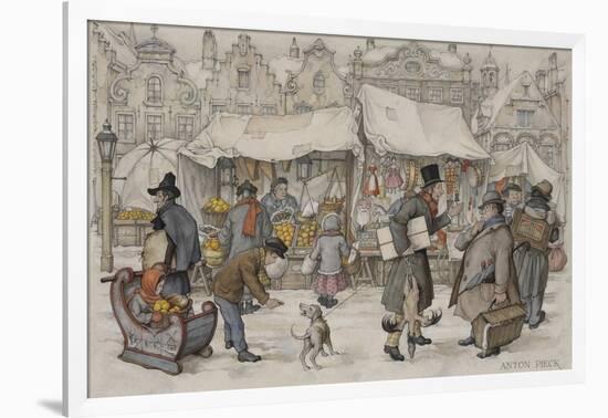 Christmas Market-Anton Pieck-Framed Giclee Print