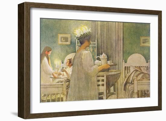 Christmas Morning, Published in "Lasst Licht Hinin," ("Let in More Light") 1908-Carl Larsson-Framed Giclee Print