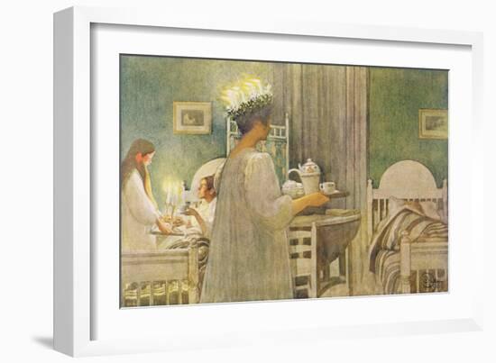 Christmas Morning, Published in "Lasst Licht Hinin," ("Let in More Light") 1908-Carl Larsson-Framed Giclee Print