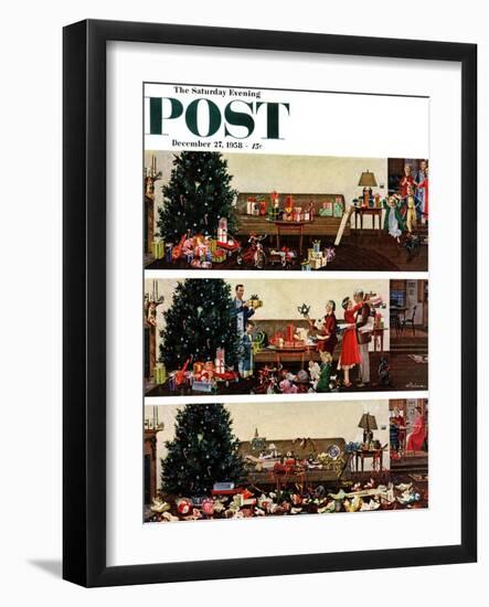 "Christmas Morning" Saturday Evening Post Cover, December 27, 1958-Ben Kimberly Prins-Framed Premium Giclee Print