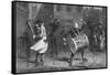 Christmas Musicians in the Rain-null-Framed Stretched Canvas