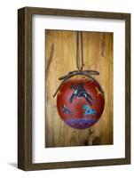 Christmas ornament of a painted ball with colorful Native American horses-Angel Wynn-Framed Photographic Print