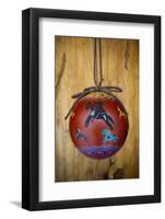 Christmas ornament of a painted ball with colorful Native American horses-Angel Wynn-Framed Photographic Print