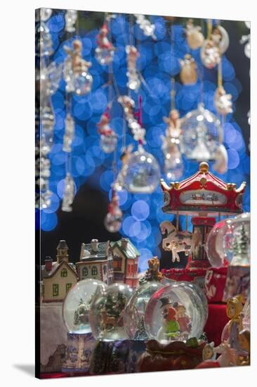 Christmas Ornaments for Sale in the Verona Christmas Market, Italy.-Jon Hicks-Stretched Canvas