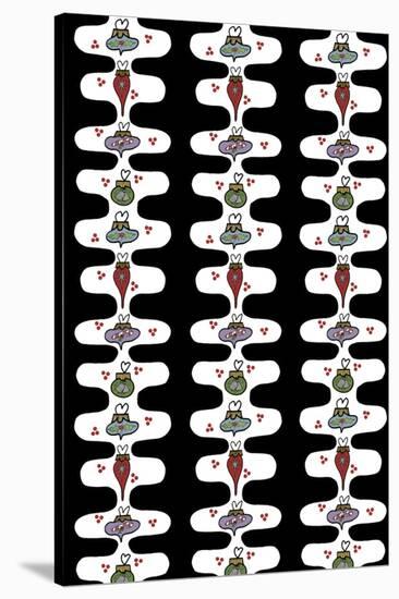 Christmas Ornaments & Garland Repeat Black-Cyndi Lou-Stretched Canvas