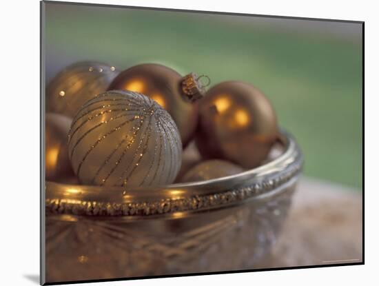 Christmas Ornaments in Crystal Bowl-Michele Westmorland-Mounted Photographic Print