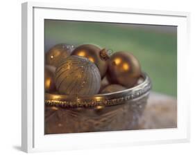 Christmas Ornaments in Crystal Bowl-Michele Westmorland-Framed Photographic Print