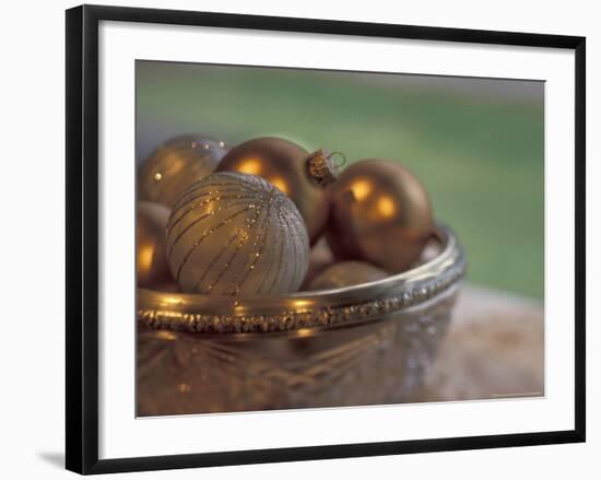 Christmas Ornaments in Crystal Bowl-Michele Westmorland-Framed Photographic Print