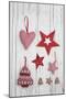 Christmas Ornaments on White Wood-Andrea Haase-Mounted Photographic Print