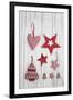 Christmas Ornaments on White Wood-Andrea Haase-Framed Photographic Print