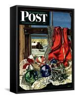 "Christmas Ornaments," Saturday Evening Post Cover, December 18, 1943-John Atherton-Framed Stretched Canvas