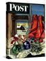 "Christmas Ornaments," Saturday Evening Post Cover, December 18, 1943-John Atherton-Stretched Canvas