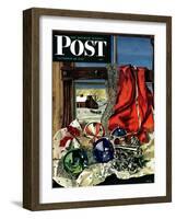 "Christmas Ornaments," Saturday Evening Post Cover, December 18, 1943-John Atherton-Framed Giclee Print